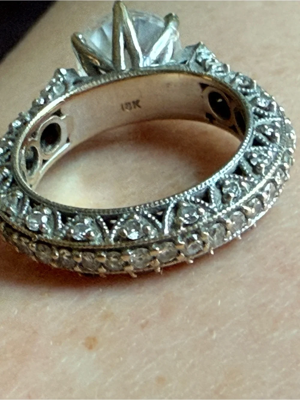 Vintage-Inspired Silver Bridal Ring Set with Clear Center Stone